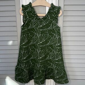 Janie and Jack Green Creeping Ivy Leaf Print Dress Stretch Jacquard sleeveless